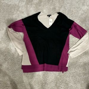 New! Lane Bryant Fine Merino Collection Color Block Sweater Black Purple…